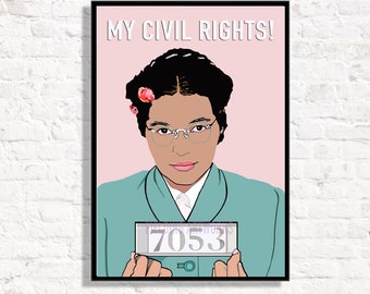 Rosa Parks Print, Shero, Rosa Parks Civil Rights poster, Female icon, Inspiring wall of art, Modern art of a lady of leadership.