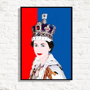 Queen Elizabeth PRINT, Queen Elizabeth 11 poster, The Imperial State Crown print, The Coronation of Queen Elizabeth Portrait