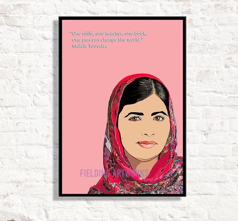 Malala Poster Famous Feminist Portrait Fan Minimalist Home Decor Print