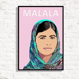 Malala Yousafzai Print, Malala, Lady of Leadership, Pink Feminist print, Inspirational wall art, Classroom Decor, Feminist ArtWork,