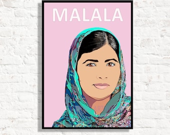 Malala Yousafzai Print: Pink Feminist Art, Inspirational Wall Decor