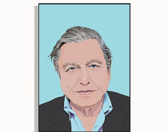 David Attenborough Print, Naturalist, Eco Warrior, Save the Planet, Office wall art.