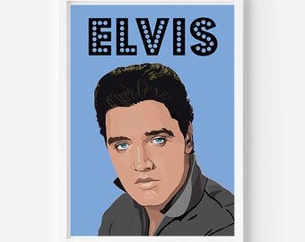 Elvis Presley Art Print: Colorful King of Rock Portrait