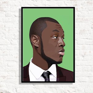 May include: A digital illustration of a person with dark skin wearing a dark suit jacket, a white shirt, and a dark tie. The background is a solid green color. The text "FIELDING ARTWORKS" is at the bottom of the image.