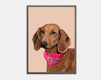 Personalise Dachshund Dog Print, Customise Dachshund poster print, Christmas Gift,  Colorful Art for dog lover, Pop Art  Pooch Gift