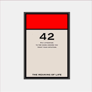 AFDRUKBAAR, poster The Meaning of Life, 42 h2g2-afdruk, The Hitchhiker's Guide to the Galaxy. Statementkunst, positief denken