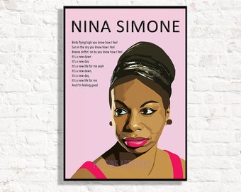 Nina Simone Art Print: Civil Rights, Jazz, Feeling Good Lyrics