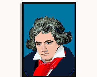Ludwig van Beethoven poster, Beethoven portrait, Composer, one of history's most influential composers,