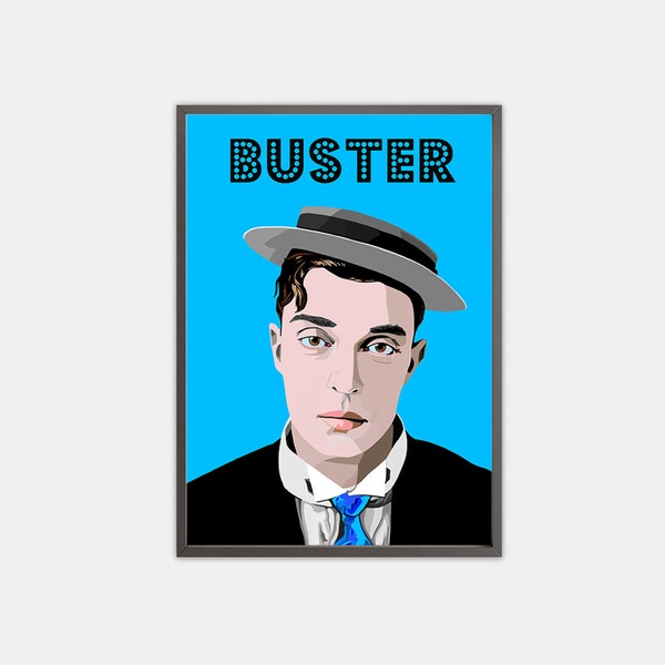 Buster Keaton poster print, Silent Film print, Cinema Wall Art, Quirky Minimalist Artwork, Bold and Colourful.