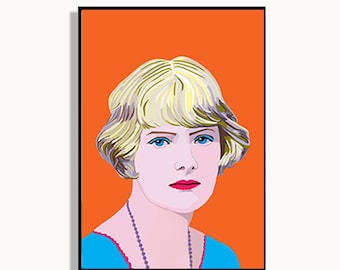 Daphne Du Maurier Art Print: Vintage Author Portrait, Gothic Novel Decor