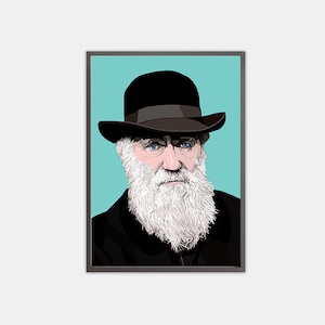 Charles Darwin Druck, Charles Charles Pop Art, Klassenzimmer Dekor, Büro Wandkunst. Biologin. Pop-Art