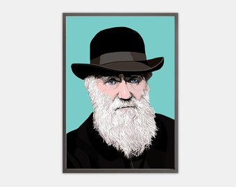 Charles Darwin Print, Charles Darwin Pop Art, Classroom Decor, Office Wall Art. Biologist. Pop Art