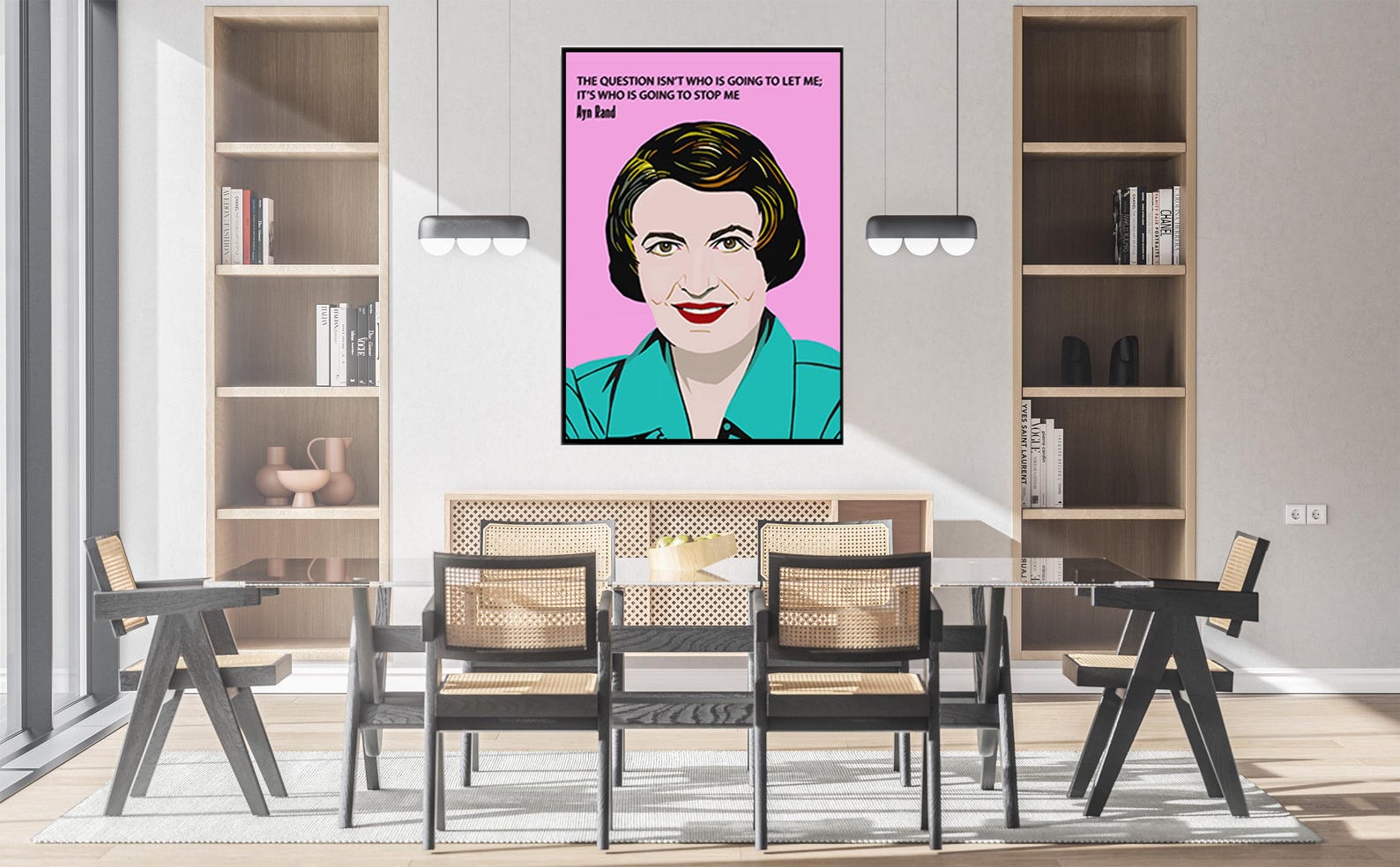 Ayn Rand author and philosopher, The fountainhead, Atlas Shrugged, Feminist wall art