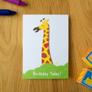 Tarjeta de cumpleaños 1 jirafa - Tarjeta de cumpleaños de animales - Tarjeta de primer cumpleaños - Tarjeta de cumpleaños número - Tarjeta de cumpleaños infantil