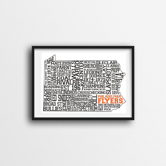 Philadelphia Flyers Typography Wall Art Etsy