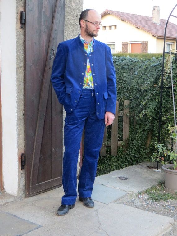 Pantalón de hombre en pana azul índigo | Etsy España