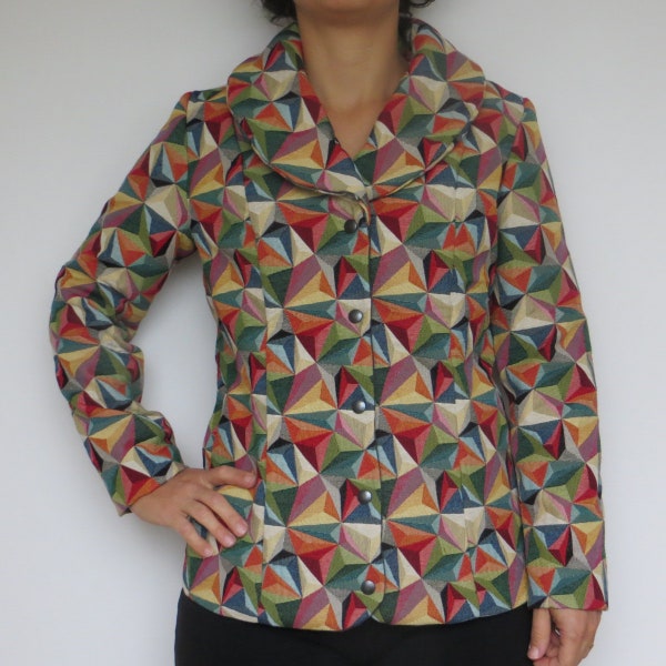 veste dame jacquard multicolore