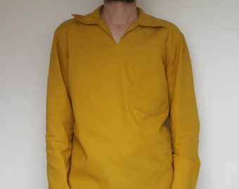 chemise fendue col pointue jaune miel