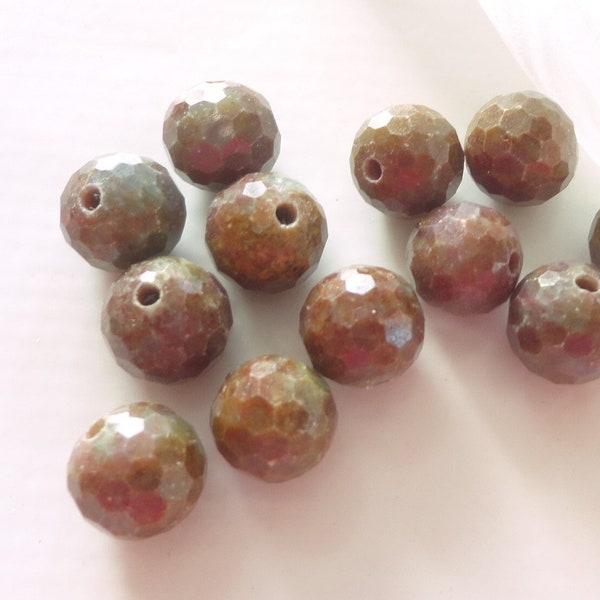 perle de corindon naturel, perle facette ronde 8 mm, pierre rare, x2,