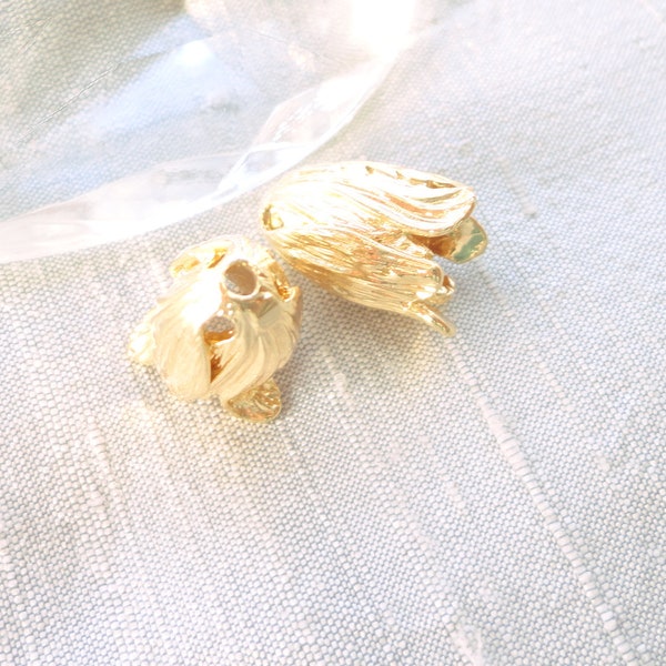 coupelle tulipe vintage, or clair, calotte perle, x2, embout pour perle, apprêts doré, base bijoux