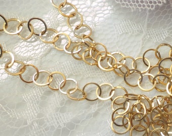 cadena rolo dorada, revestimiento iónico, anillo redondo, malla soldada, cadena de extensión, pulsera, collar, fornituras