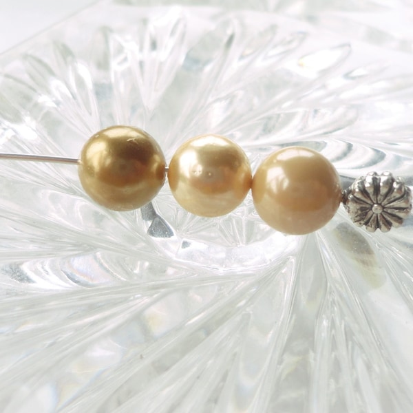 perle nacre naturelle, perle coquillage, nacre doré, camaïeu or,  perle, nacre, ronde, 8 mm, bijoux, maman, cadeau