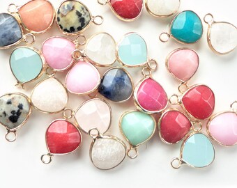 Collier Pendentif Pierre Goutte 25x18mm Agate Feu Rouge