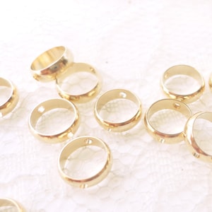 cadre pour perle, apprêts plaqué or, 24 carat,x10 cage à perle, connecteur, anneau rond, bijoux, diy image 1
