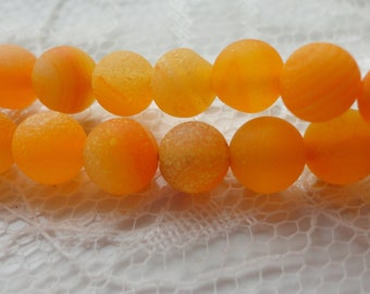 perle d'agate naturelle, grade A, pierre teinte, orange acidulé, x 10, bijoux,