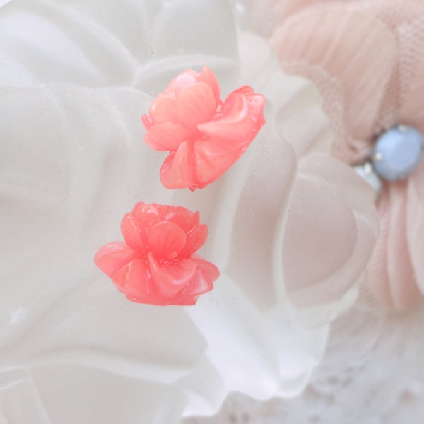 perle fleur coquillage, fleur lotus, 13 mm, bijoux fantaisies, rose corail, tropique, marin, bijoux