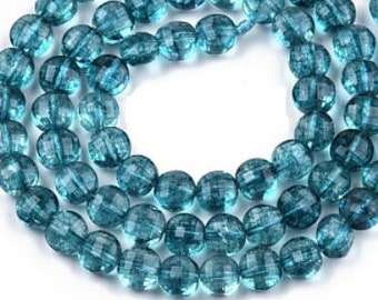 blue kyanite, kyanite beads, blue kyanite, palet bead, flat bead, x 10, faceted bead, gems, faceted, round