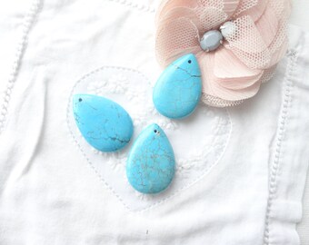 Perles de Pierre Turquoise Synthèse Reconstituée Boules 14mm Fil 39cm 26pc env