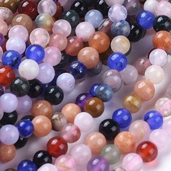 pierre ronde 4 mm, perle en vrac  4 mm,  lot mixte, lot déstockage, pierre petit prix, perle pour bijoux, x10, lot mixte pierre