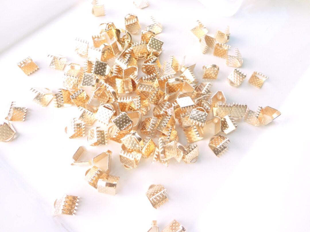 Light Gold Ribbon Clamp Golden Crimps Ribbon Tip Findings - Etsy