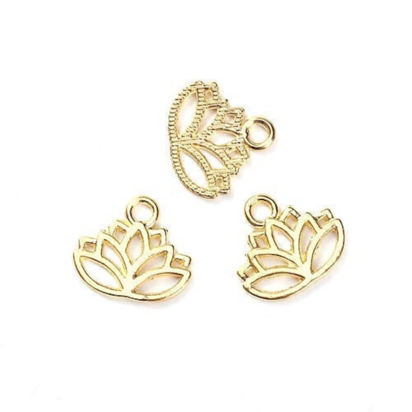 Gold charm lotus charm jewelry ethnic charm primer Etsy