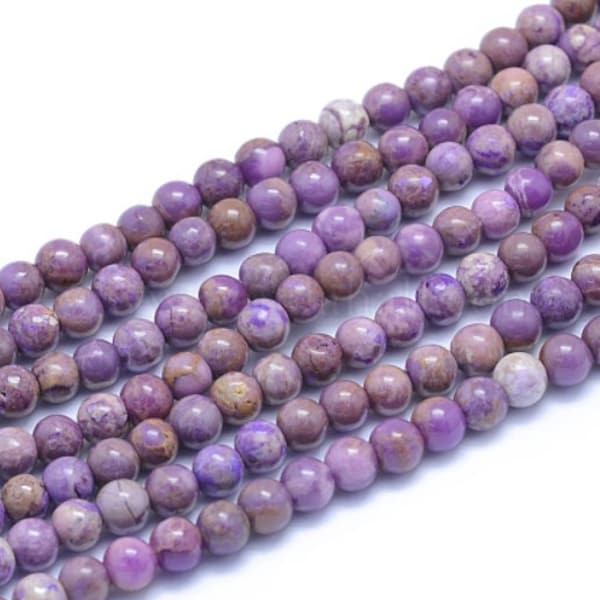 Lépidolite naturelle ronde, x10, perle lisse, 1ere choix, mica mauve ,pour bijoux, joaillerie, violette, mauve lavande