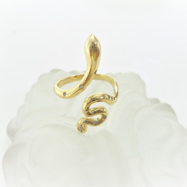 bagues serpent doré, bague pierre de zircon, anneaux doigts serpent, taille 16, bijoux femme, bijoux fantaisie, cadeau, petit prix, maman,