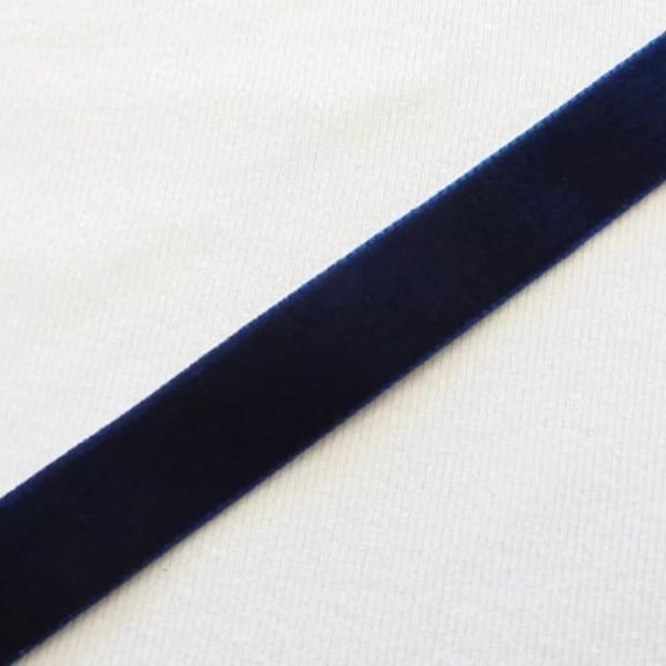 ruban velours bleu marine, passementerie vintage, ruban 15 mm  large, largeur 15 mm, collier vintage, collier chic velours