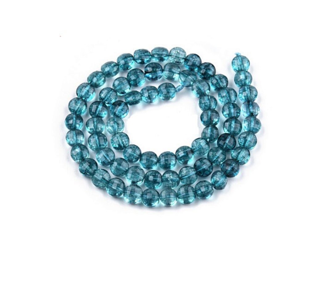 Lot De 25 Perles En Quartz Bleu Facetté - Diamètre 10 Mm - Forme Ronde - Occasion (fond De Stock)