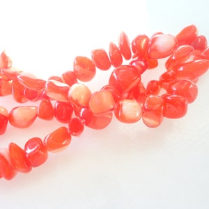 mother-of-pearl nugget, mother-of-pearl shell, natural pearl, coral red, 20 cm, marine jewelry, ethnic jewelry, shell, nugget, diy, pearl