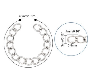 316L steel extension chain, surgical steel, x10, chain for necklace, for bracelet, jewelry findings, steel findings