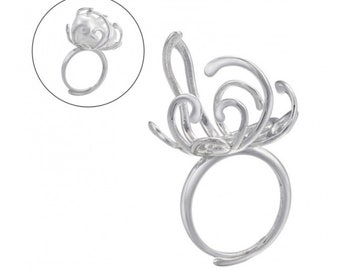 bague griffe argent, cuivre plaqué argent, bague support, apprêts, matériel, création, bijoux