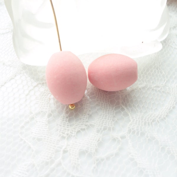 perle porcelaine ovale, rose pale, 14 x 12 mm, céramique matte, bijoux, romantique, diy