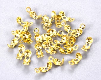 cache  nœud doré, x 10, cache nœud acier doré, embout pour bijoux, intérieur 3 mm, apprêts en acier, apprêts doré, bijoux base, confection,