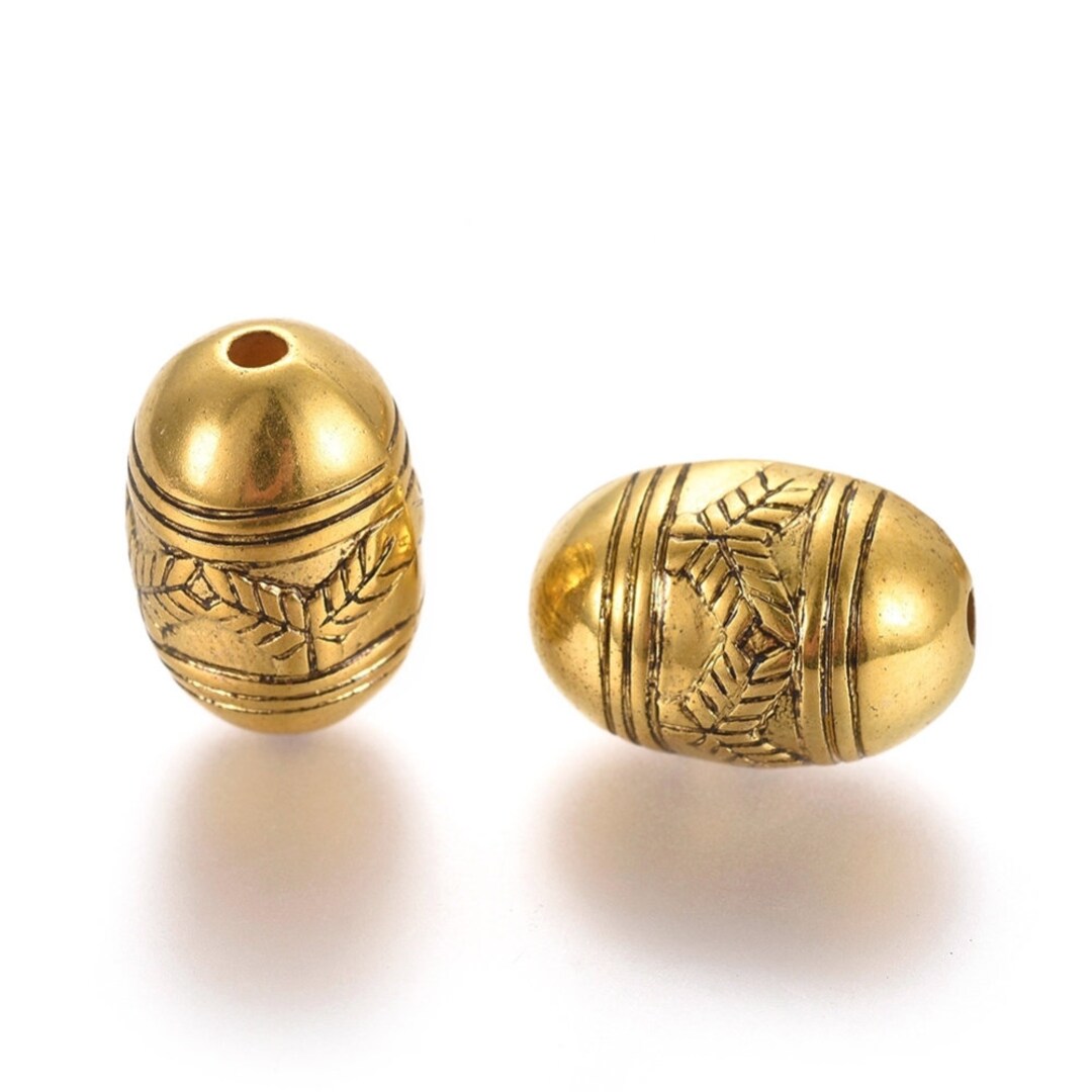Lot De 25 Perles En Corne Ovale – 10x16 Mm – Naturel – Pour Création Bijoux