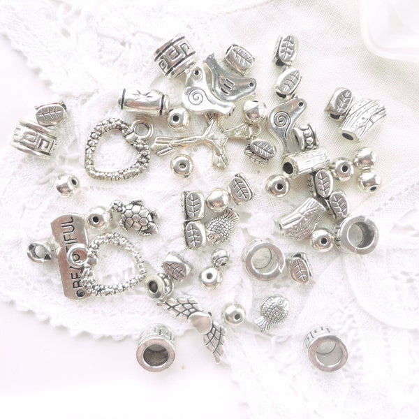 breloque métal mixte, 50, lot perle, apprêts argent, apprêts déstockage, apprêts en soldes charm, bijoux, diy