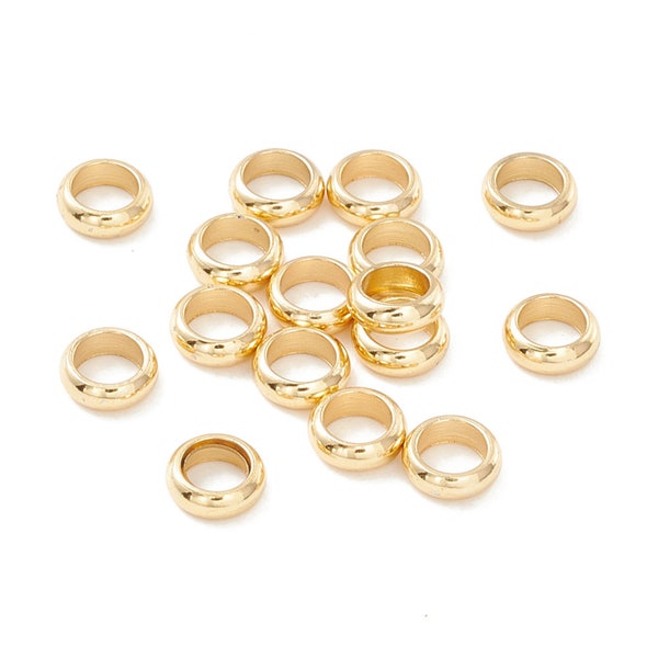 perle anneau rond, plaqué or 18 carat,x20,  acier or, anneau rond, 4mm, 1.5 mm, perle intercalaire, perle passant, perle cordon, spacer,