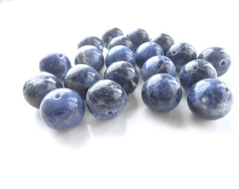 perle sodalite naturelle ronde  16 mm, perle pour pendentif, pierre bijoux, grade AAA,