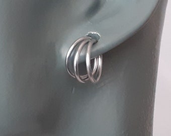 14 gauge lightweight hoop earrings, stackable earrings, ear hangers, 8mm to 16mm aluminium ear weights, men, women, Stacking Rings