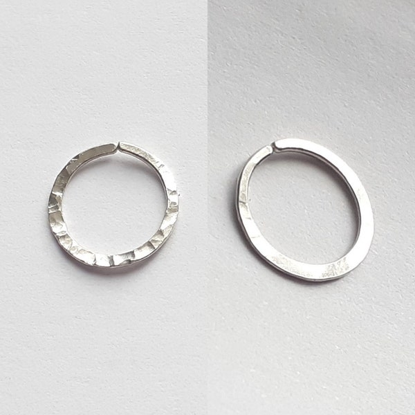 925 Sterling Silver Textured, Hammered, Round Huggie Hoops | Tiny Continuous Hoops| Sleeper Hoops | Thin 20g Cartilage Helix Earlobe Hoops